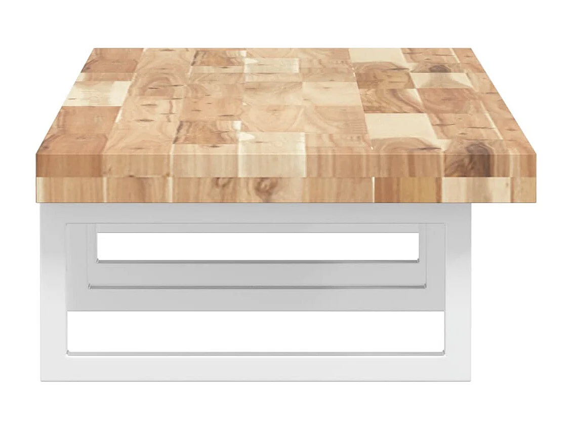 Meuble sous vasque murale acier et bois massif d'acacia FR156467