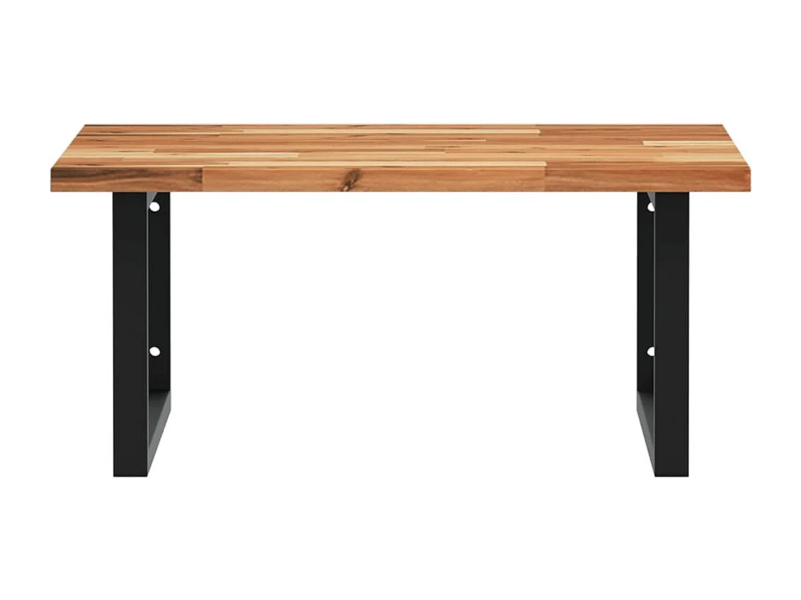 Meuble sous vasque murale acier et bois massif d'acacia FR432781