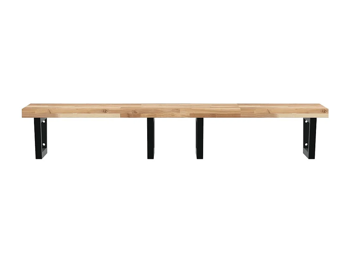 Meuble sous vasque murale acier et bois massif d'acacia FR337350