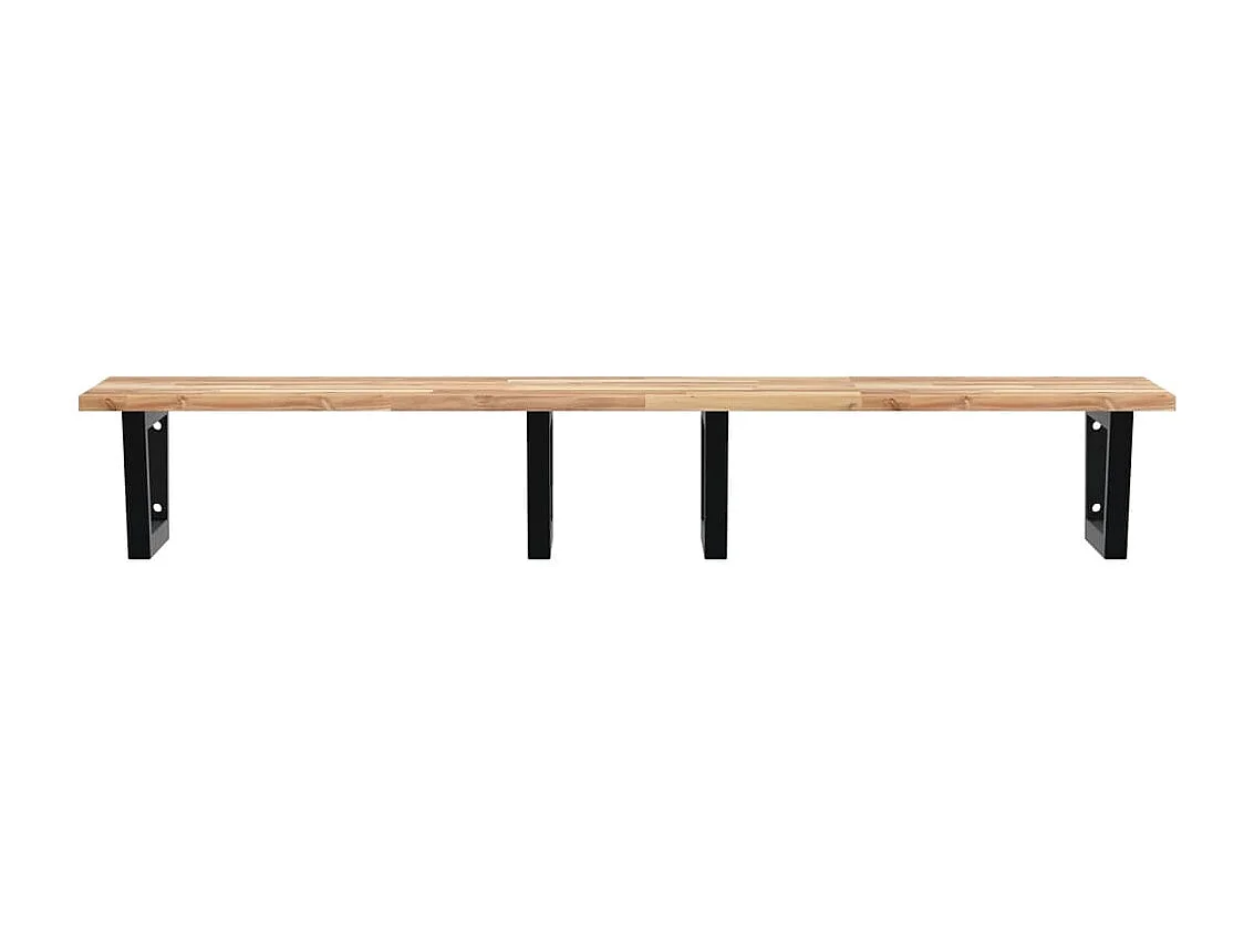 Meuble sous vasque murale acier et bois massif d'acacia FR942183