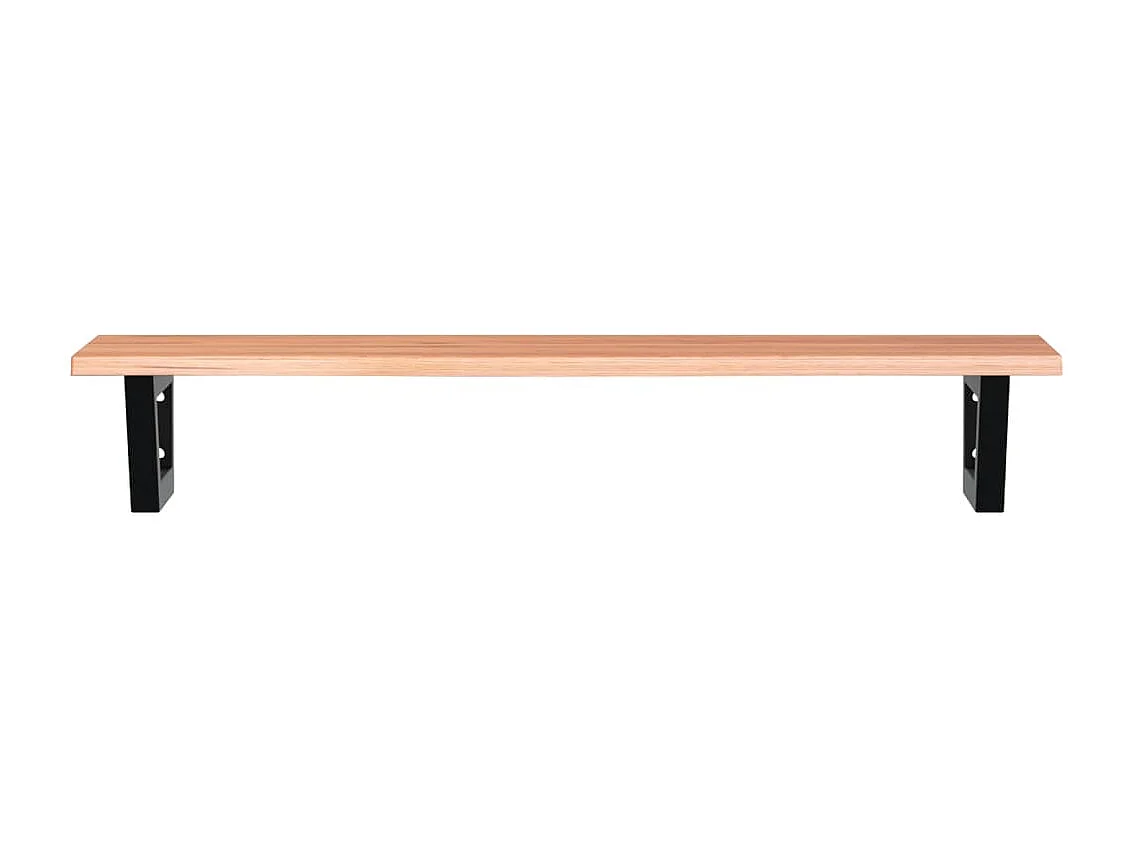 Estante de lavabo de pared de acero y madera maciza de roble ES718890