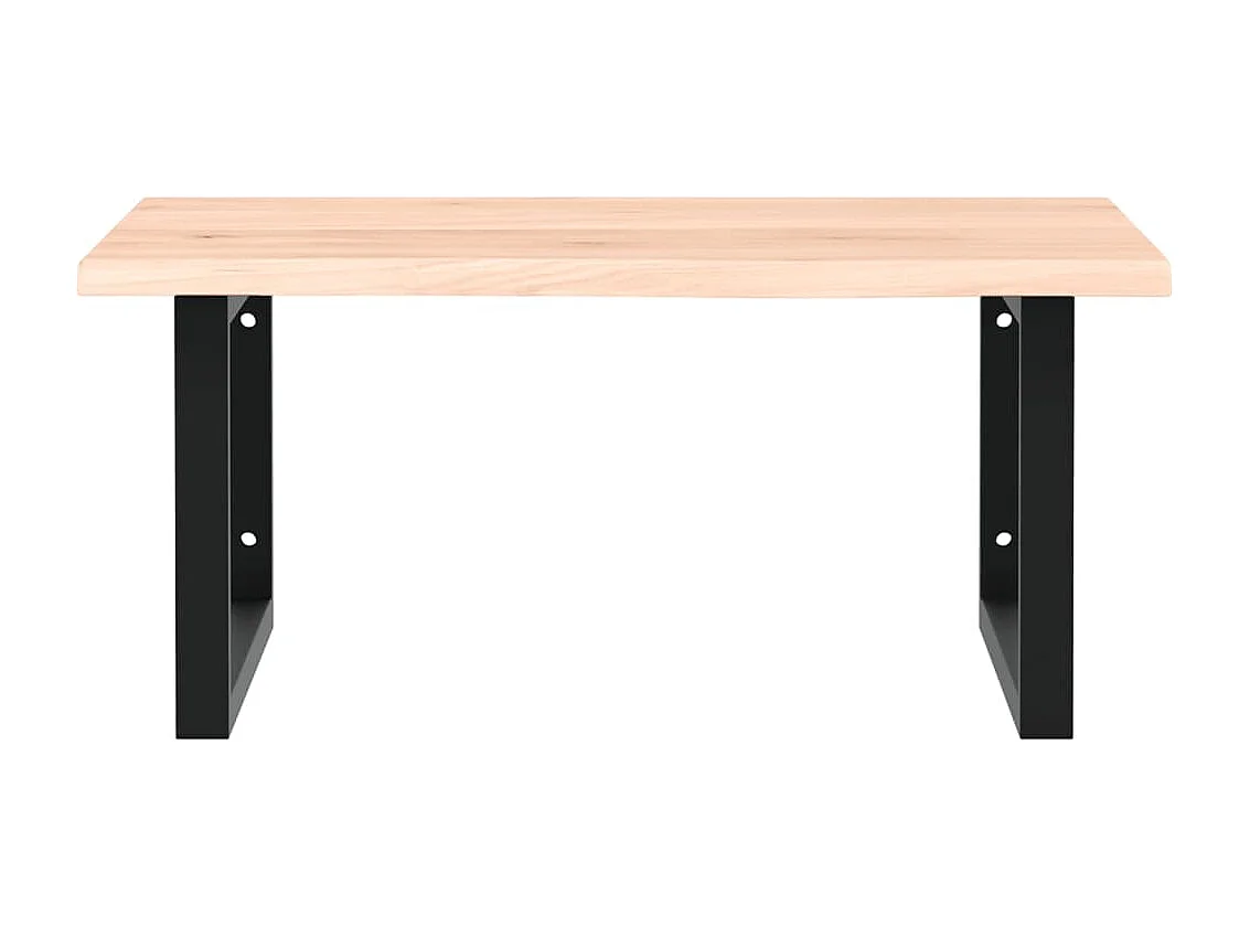 Meuble sous vasque murale acier et bois de chêne massif FR699663