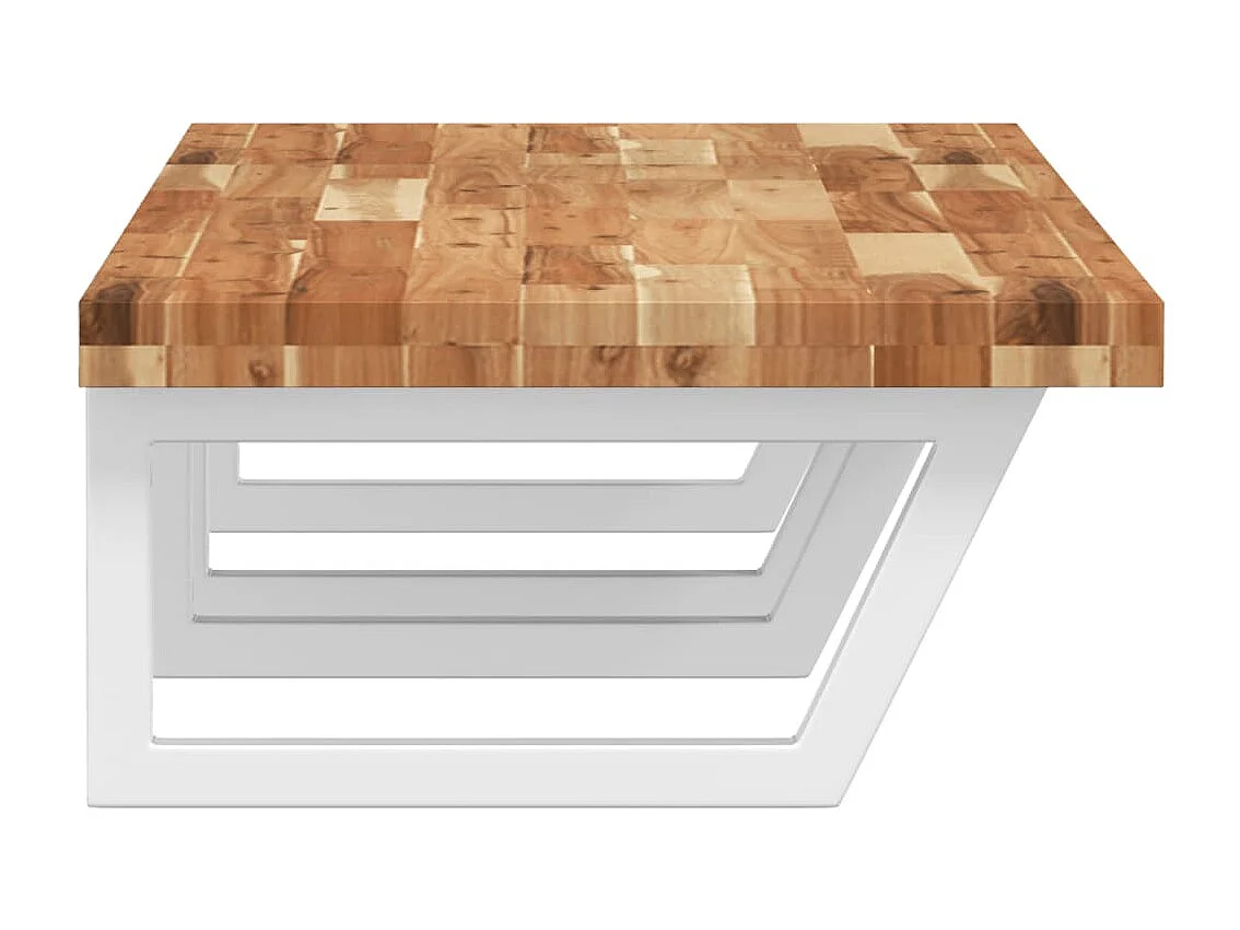 Meuble sous vasque murale acier et bois massif d'acacia FR836974