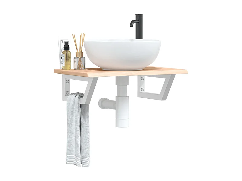 Badkamer wandschap staal en massief eikenhout BE506181