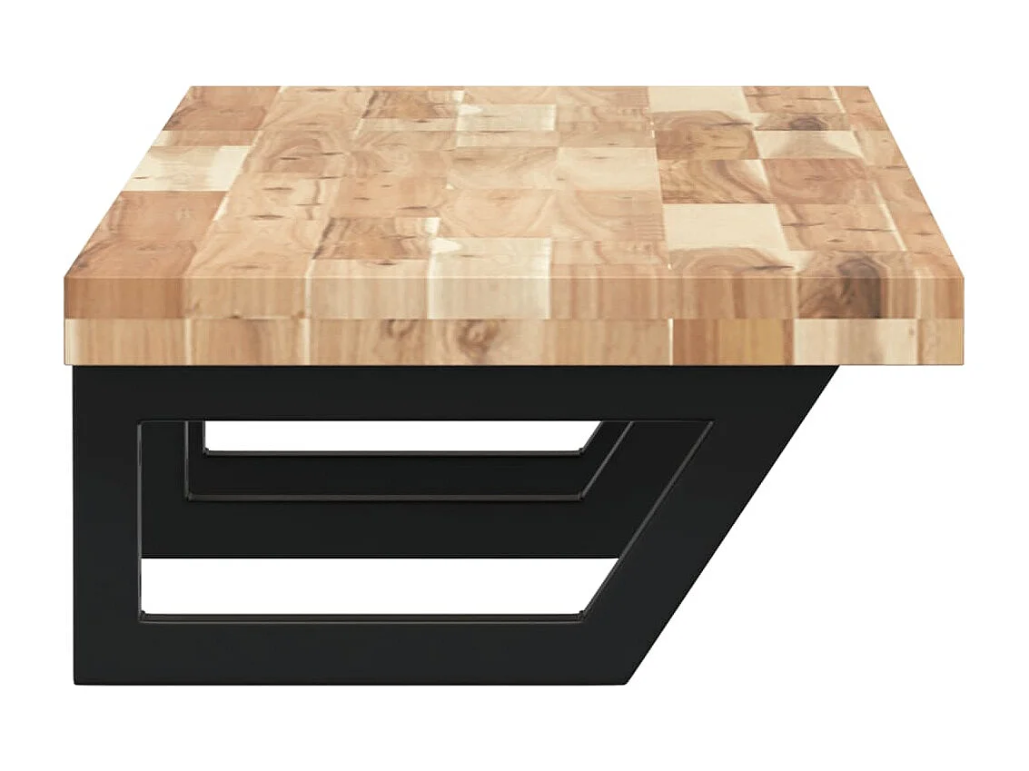 Meuble sous vasque murale acier et bois massif d'acacia FR265913