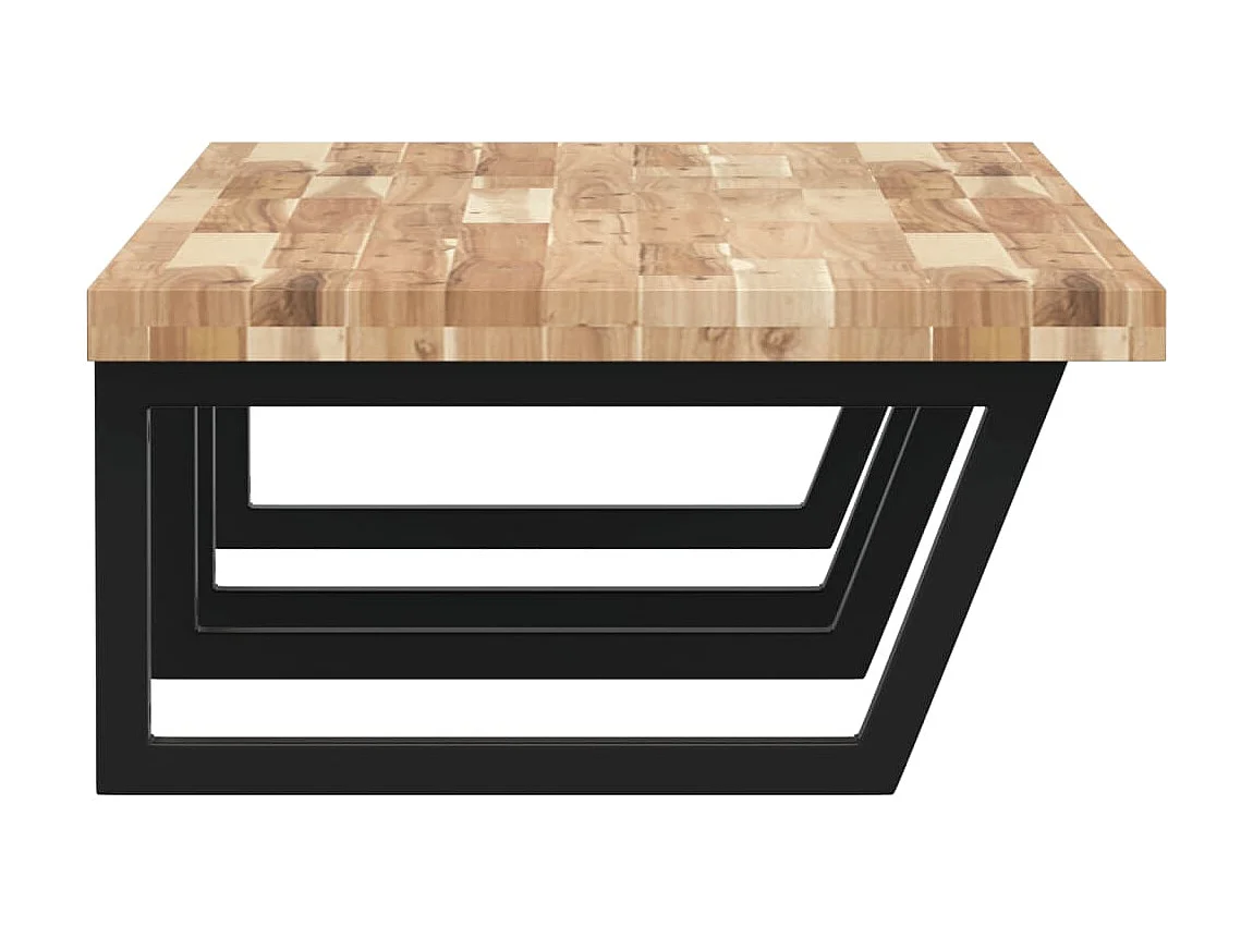 Meuble sous vasque murale acier et bois massif d'acacia FR392260