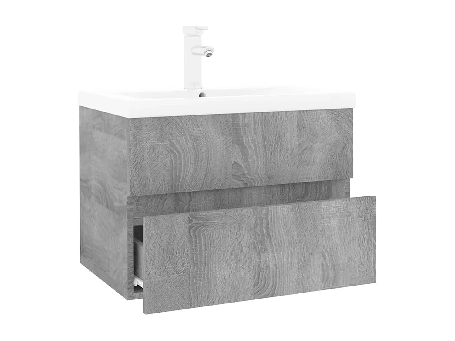 Meuble lavabo + Vasque intégré Sonoma gris Bois d'ingénierie FR916051