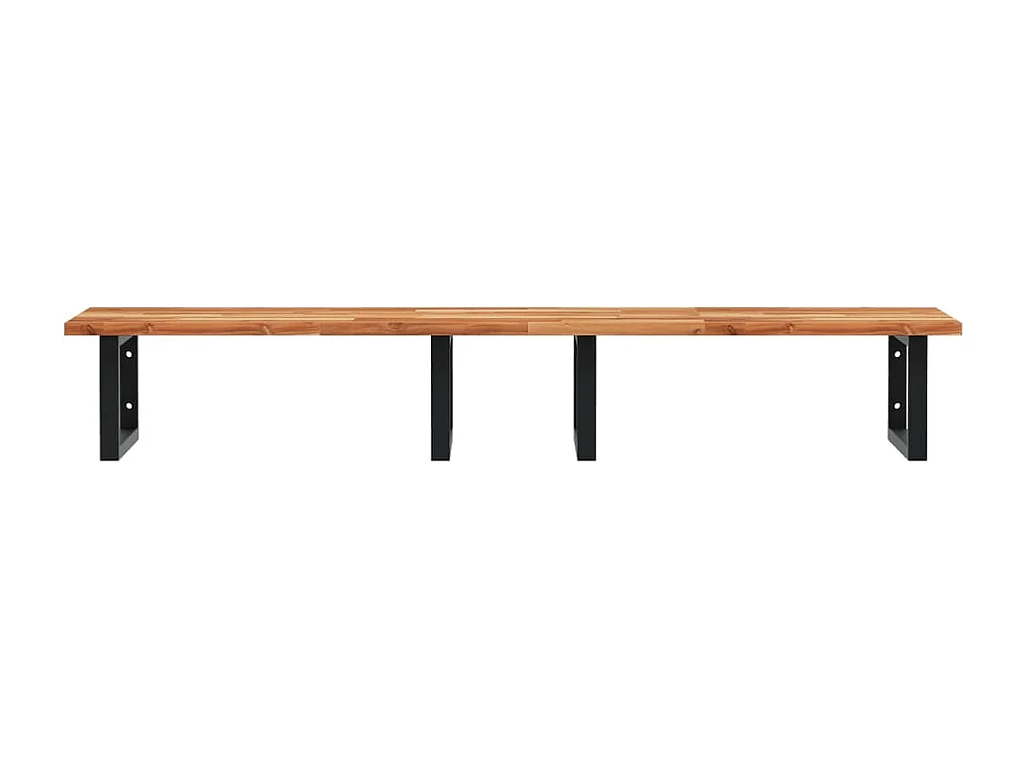 Meuble sous vasque murale acier et bois massif d'acacia FR992103