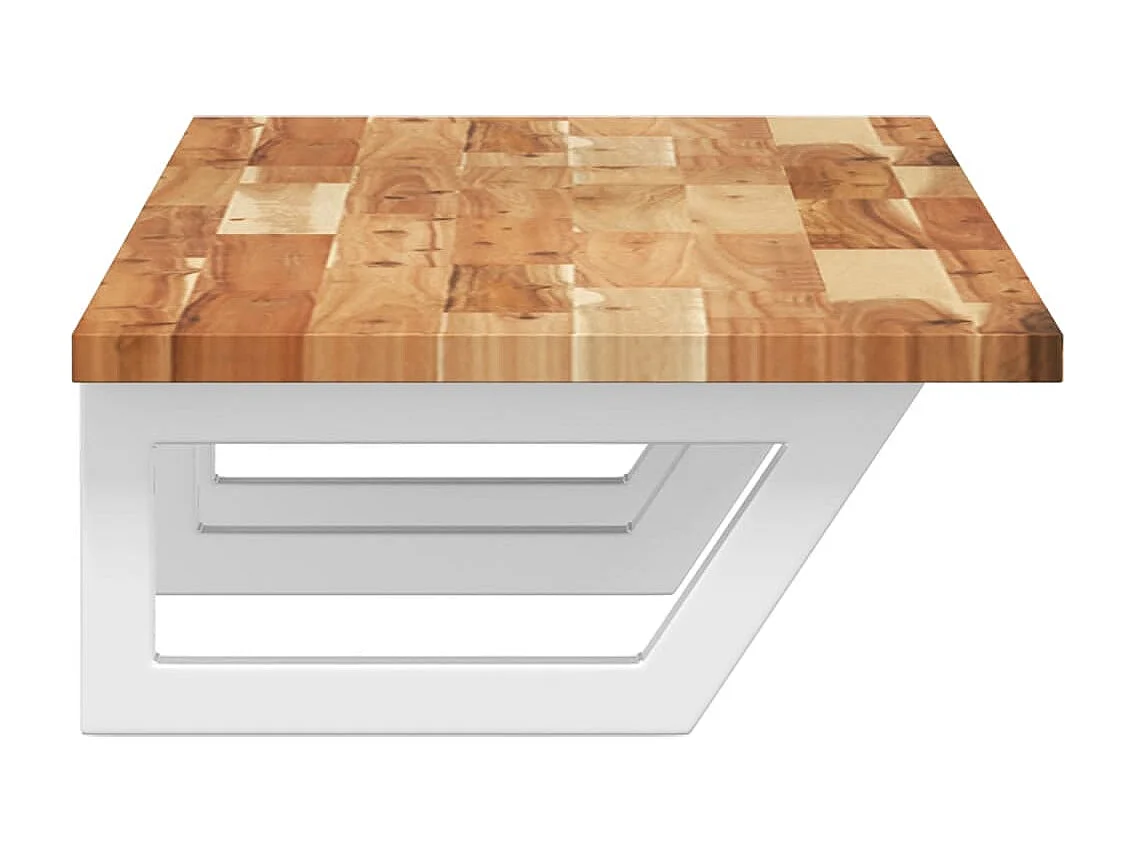 Meuble sous vasque murale acier et bois massif d'acacia FR260818