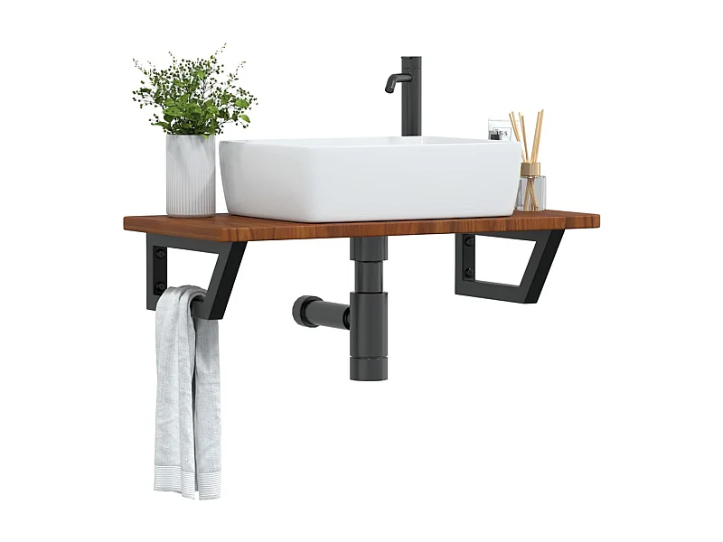 Badkamer wandschap staal en massief eikenhout BE211566