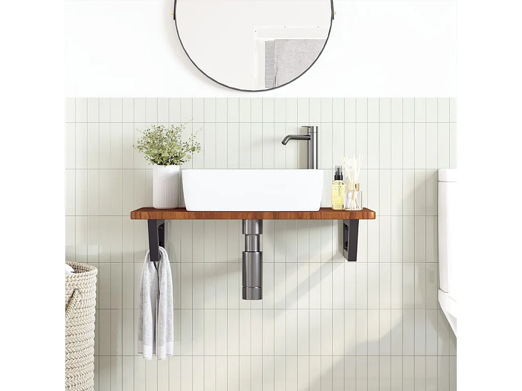 Badkamer wandschap staal en massief eikenhout BE211566