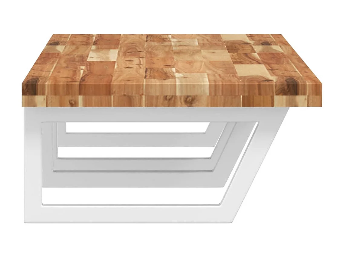 Meuble sous vasque murale acier et bois massif d'acacia FR444928