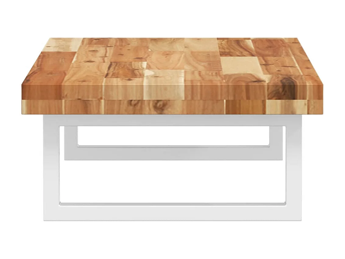 Meuble sous vasque murale acier et bois massif d'acacia FR952321