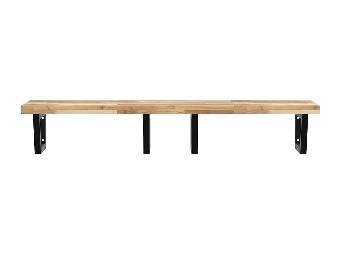 Estante de lavabo de pared acero y madera maciza de acacia ES508554