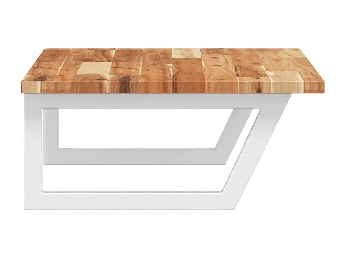 Meuble sous vasque murale acier et bois massif d'acacia FR765709