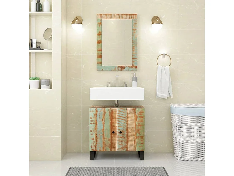 Mueble de lavabo madera reciclada madera ingeniería 62x33x58 cm ES223977