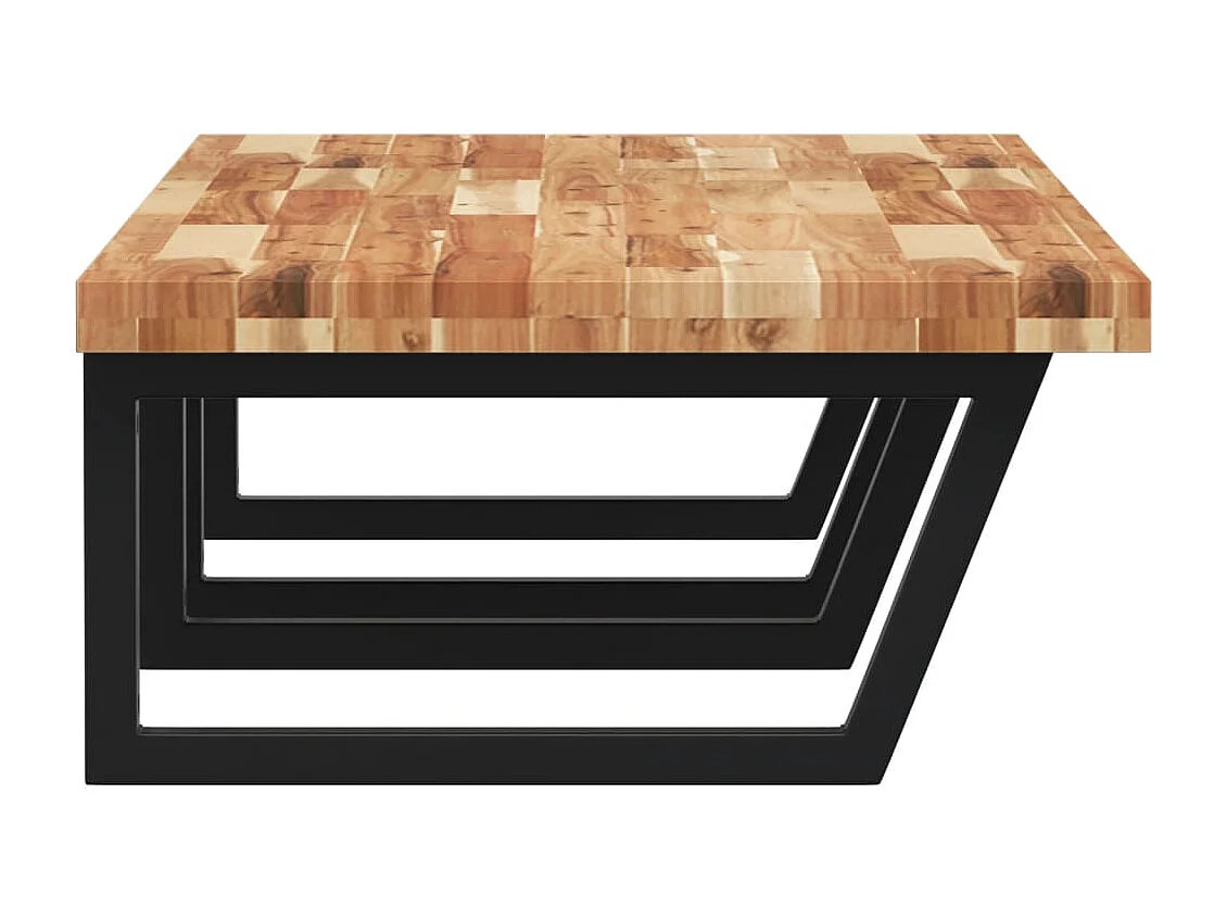 Meuble sous vasque murale acier et bois massif d'acacia FR842198