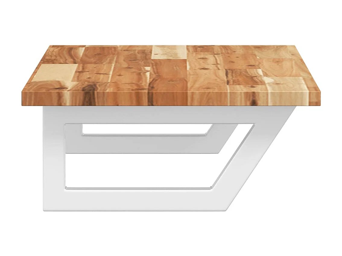 Meuble sous vasque murale acier et bois massif d'acacia FR743666