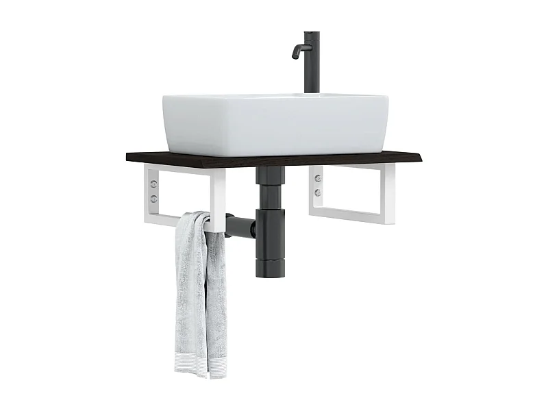 Badkamer wandschap staal en massief eikenhout BE745859