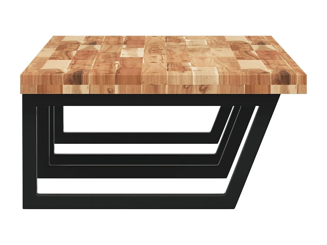 Meuble sous vasque murale acier et bois massif d'acacia FR498934