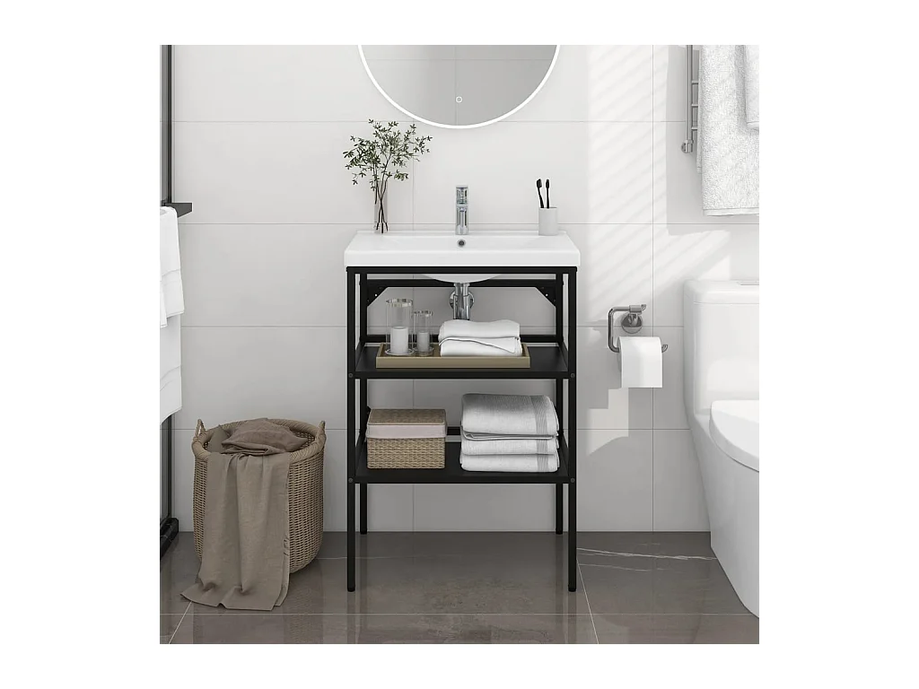 Meuble + vasque Noir 59x38x83 cm Fer FR100734