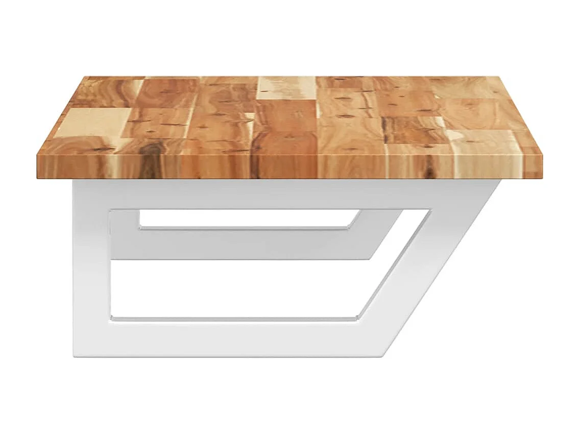 Meuble sous vasque murale acier et bois massif d'acacia FR383865