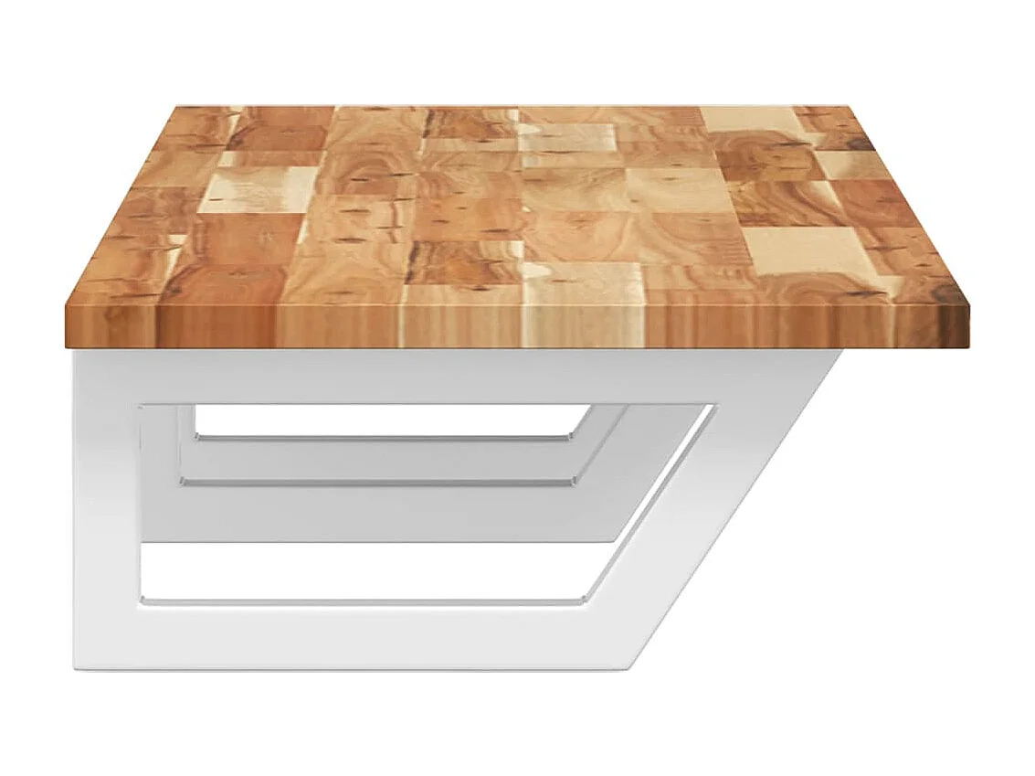 Meuble sous vasque murale acier et bois massif d'acacia FR363750