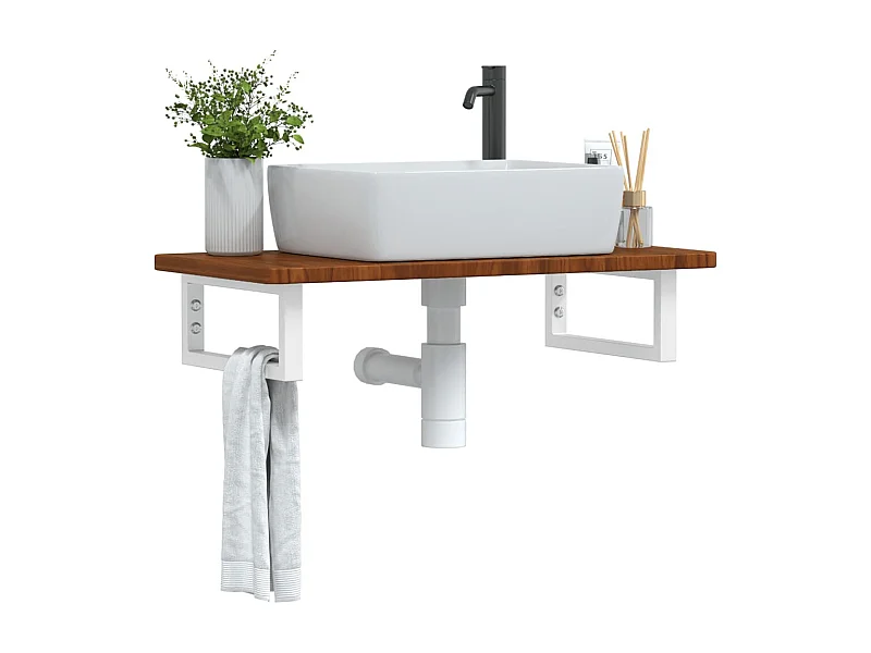 Badkamer wandschap staal en massief eikenhout BE101811