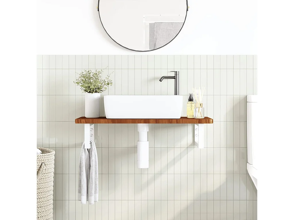 Badkamer wandschap staal en massief eikenhout BE101811