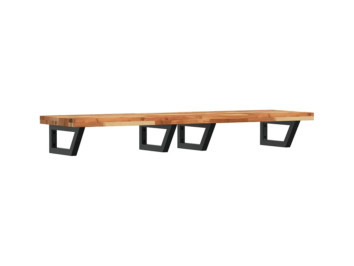 Meuble sous vasque murale acier et bois massif d'acacia FR677589