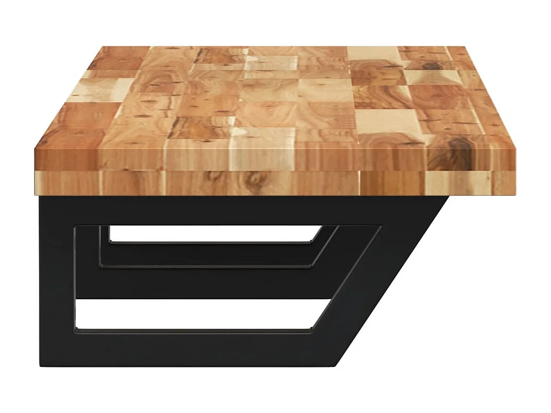 Meuble sous vasque murale acier et bois massif d'acacia FR677589