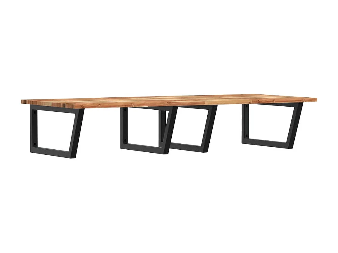 Meuble sous vasque murale acier et bois massif d'acacia FR742753