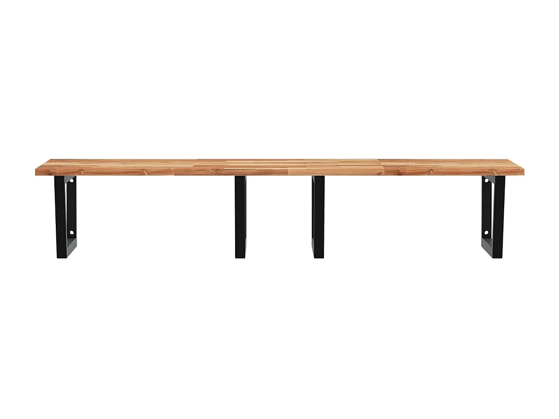 Meuble sous vasque murale acier et bois massif d'acacia FR742753