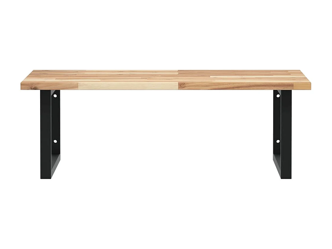 Meuble sous vasque murale acier et bois massif d'acacia FR739557