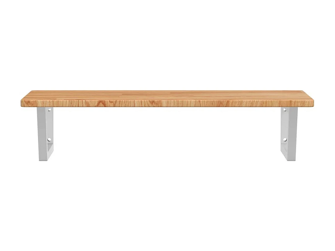 Meuble sous vasque murale acier et bois de chêne massif FR689154