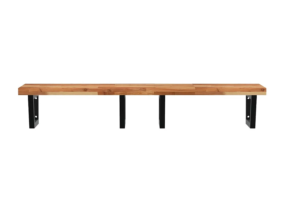 Meuble sous vasque murale acier et bois massif d'acacia FR346234