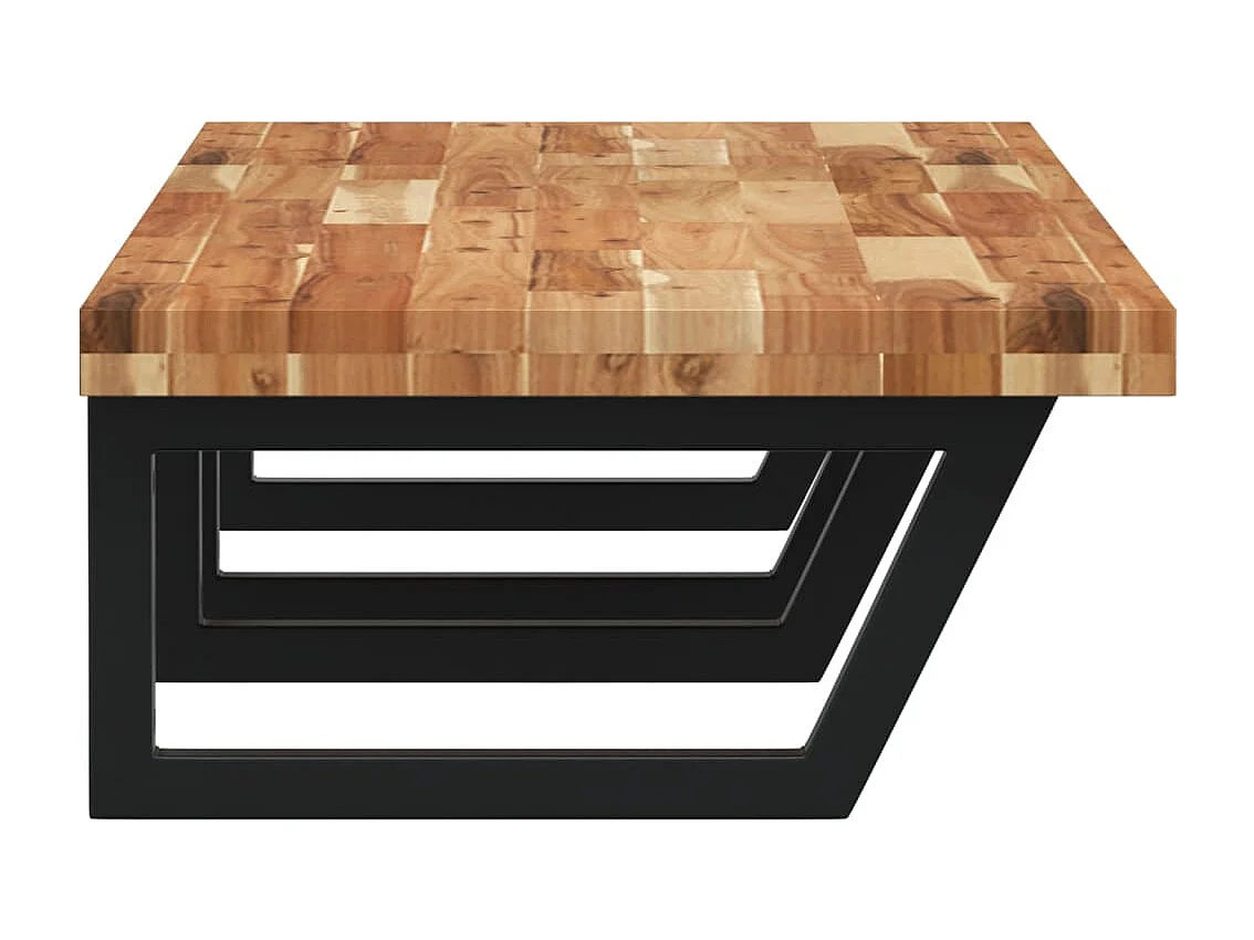 Meuble sous vasque murale acier et bois massif d'acacia FR346234