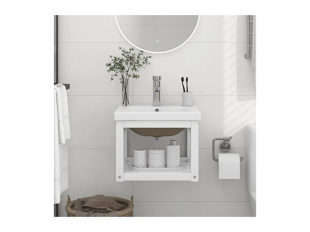 Meuble + vasque à encastrer Blanc Fer FR780511