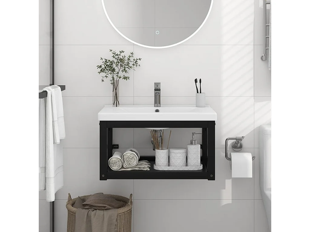 Meuble + vasque mural Noir 59x38x31 cm Fer FR663704