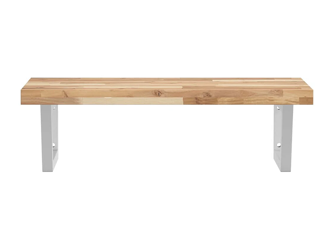 Meuble sous vasque murale acier et bois massif d'acacia FR647742