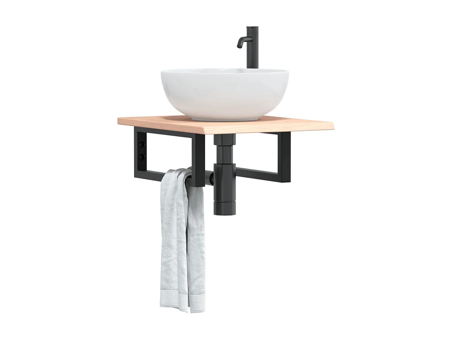 Badkamer wandschap staal en massief eikenhout BE994767