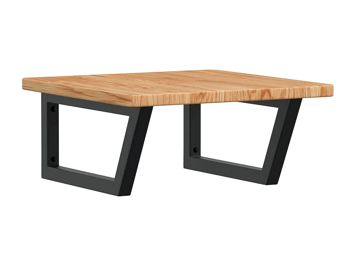 Meuble sous vasque murale acier et bois de chêne massif FR354833