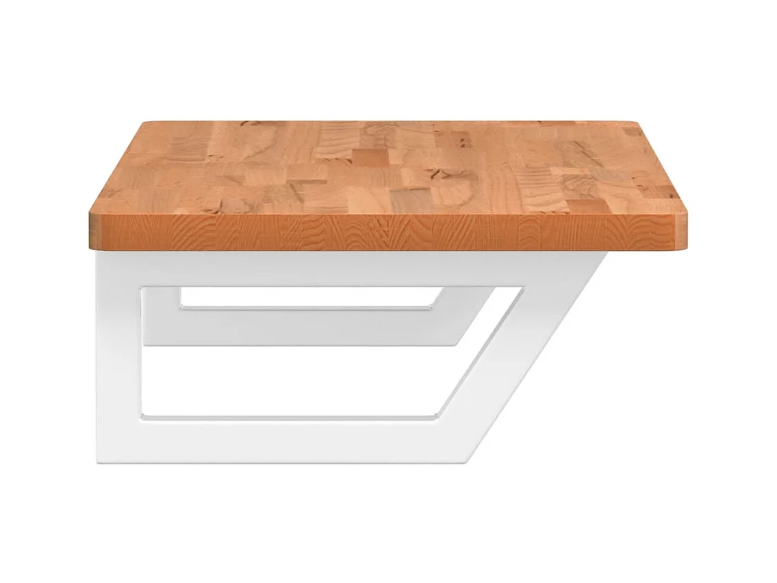 Estante de lavabo de pared de acero y madera maciza de haya ES397773