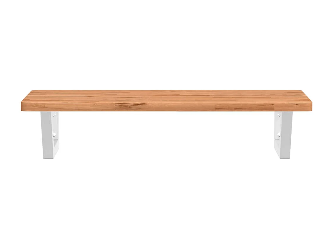 Estante de lavabo de pared de acero y madera maciza de haya ES397773