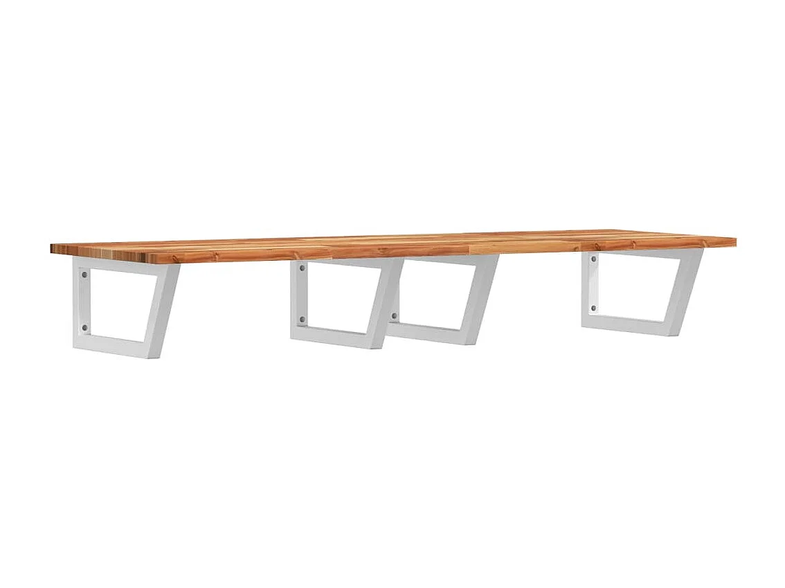 Meuble sous vasque murale acier et bois massif d'acacia FR667619