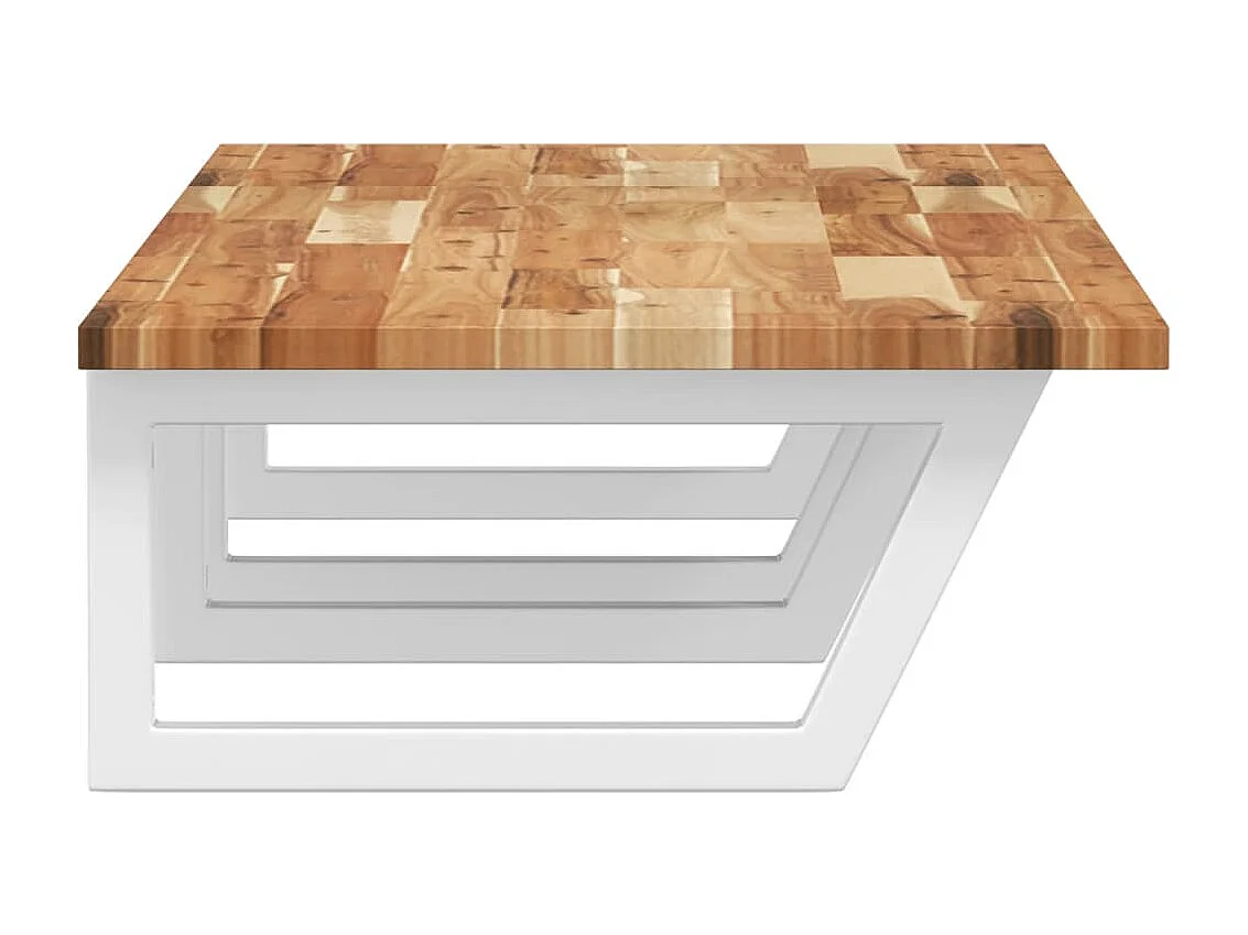 Meuble sous vasque murale acier et bois massif d'acacia FR667619