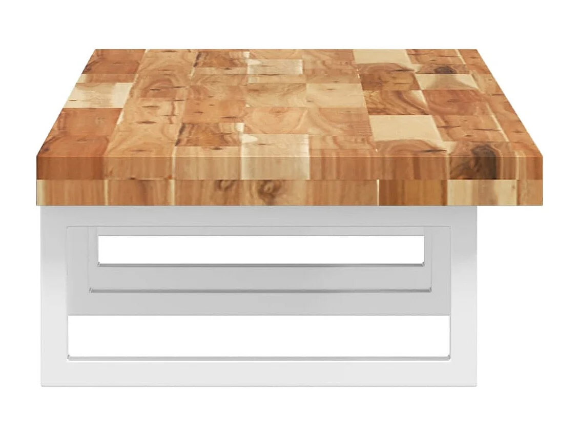 Meuble sous vasque murale acier et bois massif d'acacia FR758274