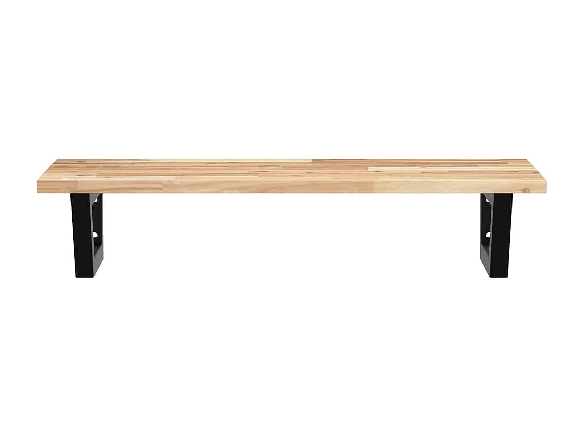 Meuble sous vasque murale acier et bois massif d'acacia FR300244