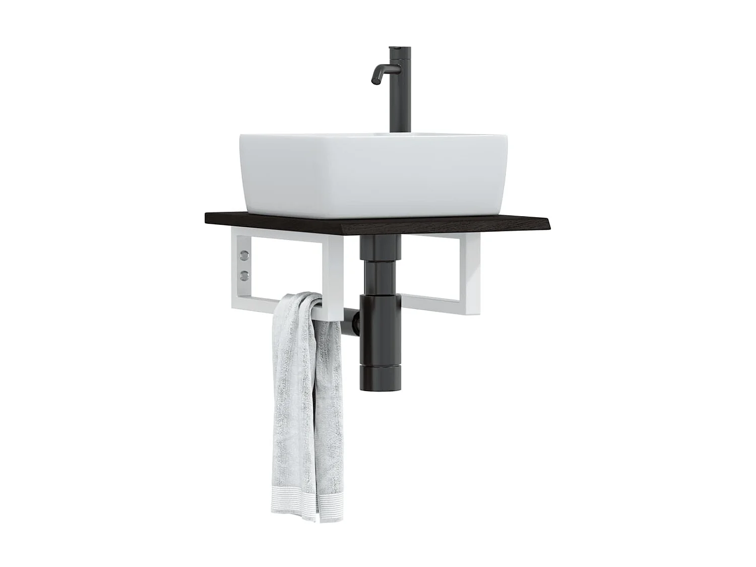 Badkamer wandschap staal en massief eikenhout BE119322