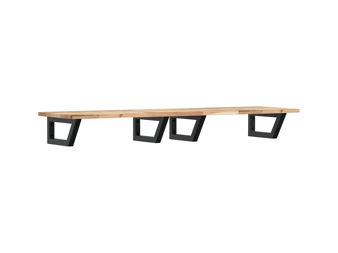 Meuble sous vasque murale acier et bois massif d'acacia FR238390